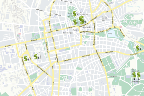 Lageplan mit Standorten der Mensen und Bistros