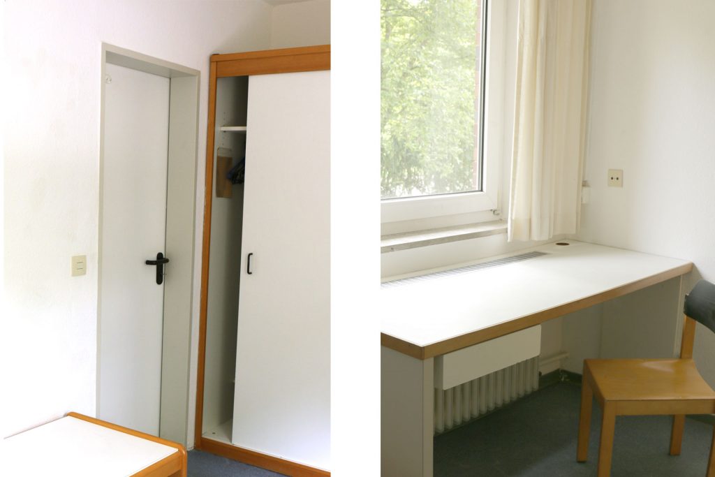 Wohnheim Studentendorf, Beispiel möbliertes unbewohntes Zimmer